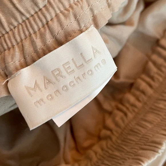 Marella monochrome wide leg cropped skirt pants lightweight sand color